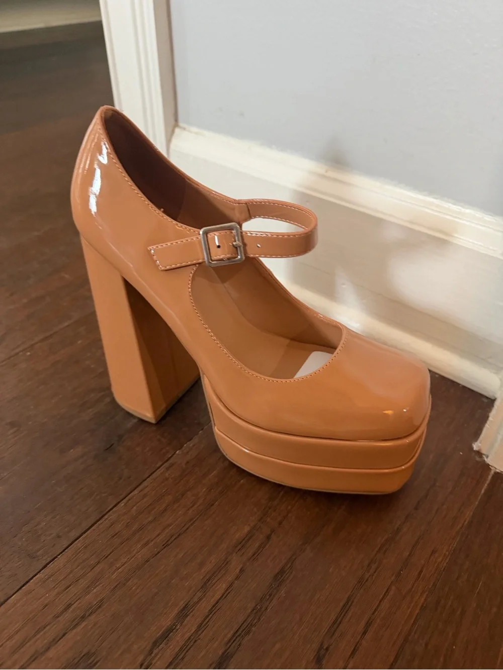 Nude/LT BROWN Patent Mary Jane Platform Pump - Women